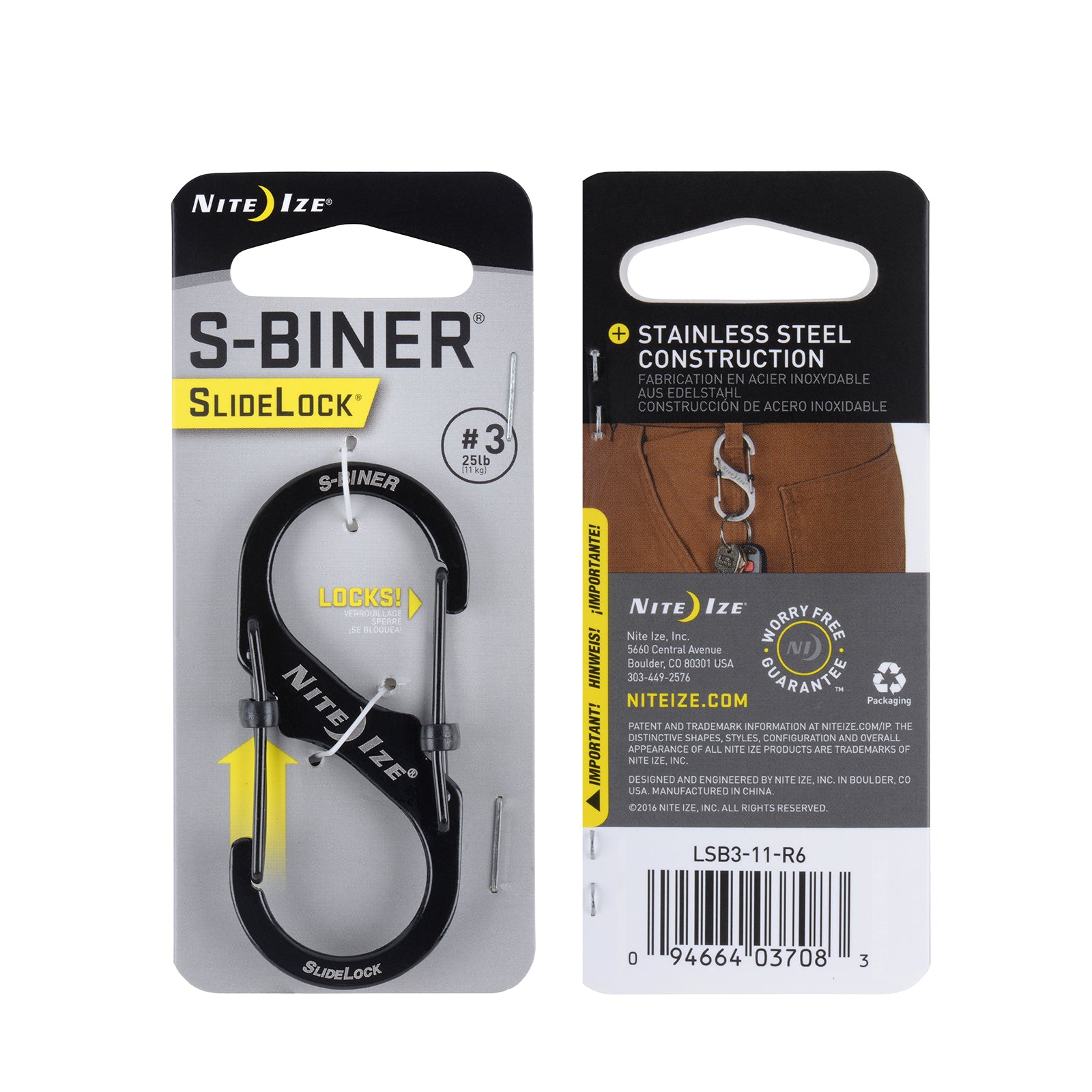 NITE IZE SlideLock S-Biner Mini mousqueton double porte-clés mousqueton