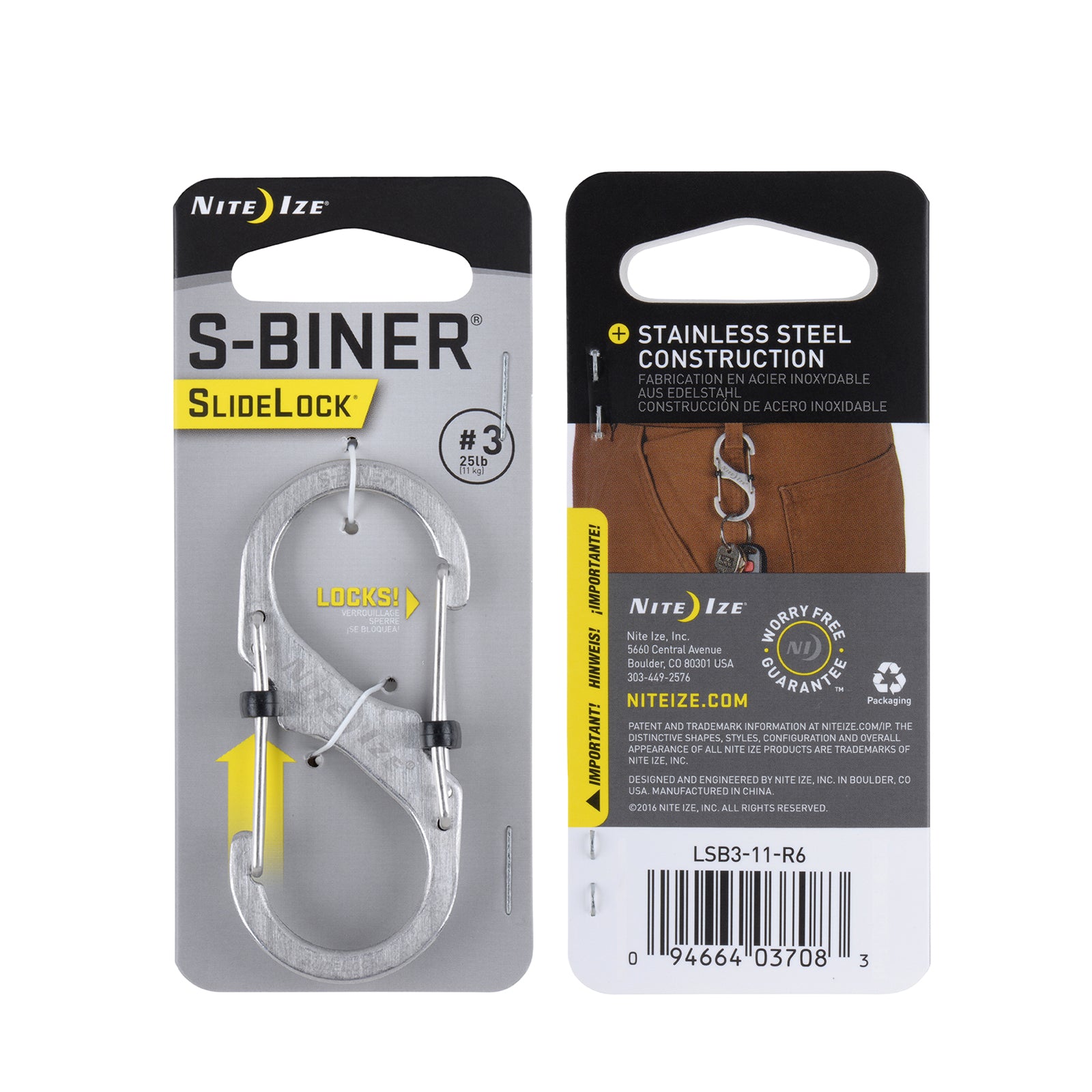 NITE IZE SlideLock S-Biner Mini mousqueton double porte-clés mousqueton