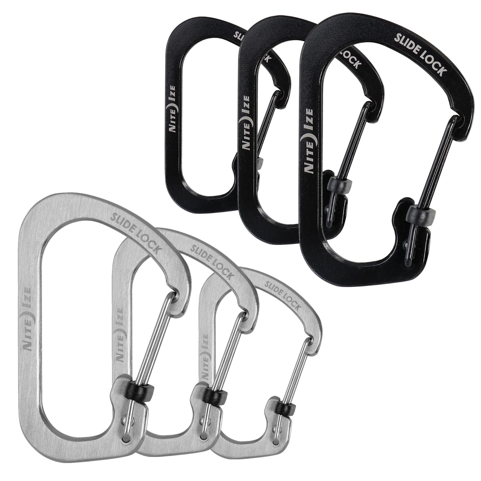 NITE IZE SlideLock Mini mousqueton porte-clés à fermeture à cliquet en acier inoxydable