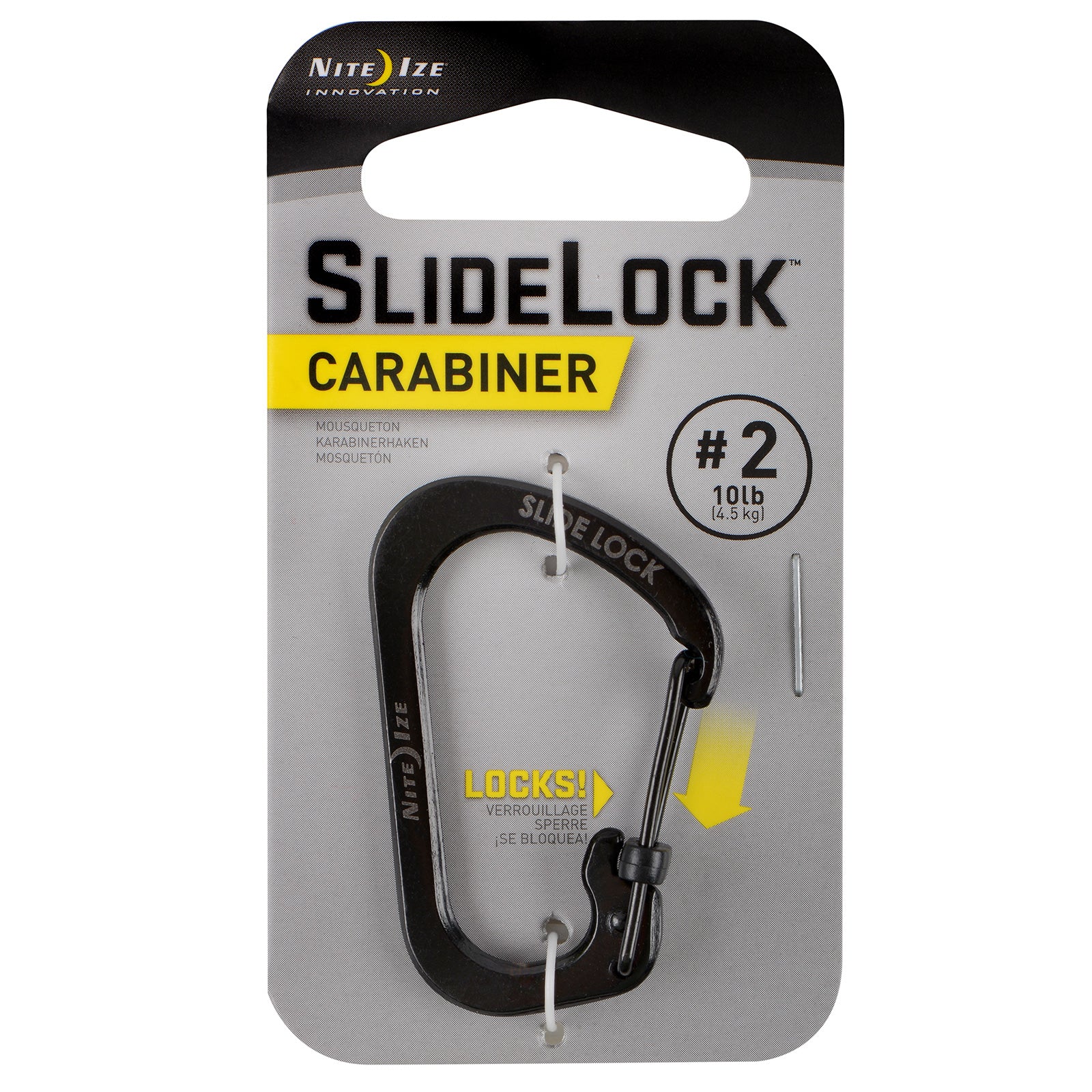 NITE IZE SlideLock Mini mousqueton porte-clés à fermeture à cliquet en acier inoxydable
