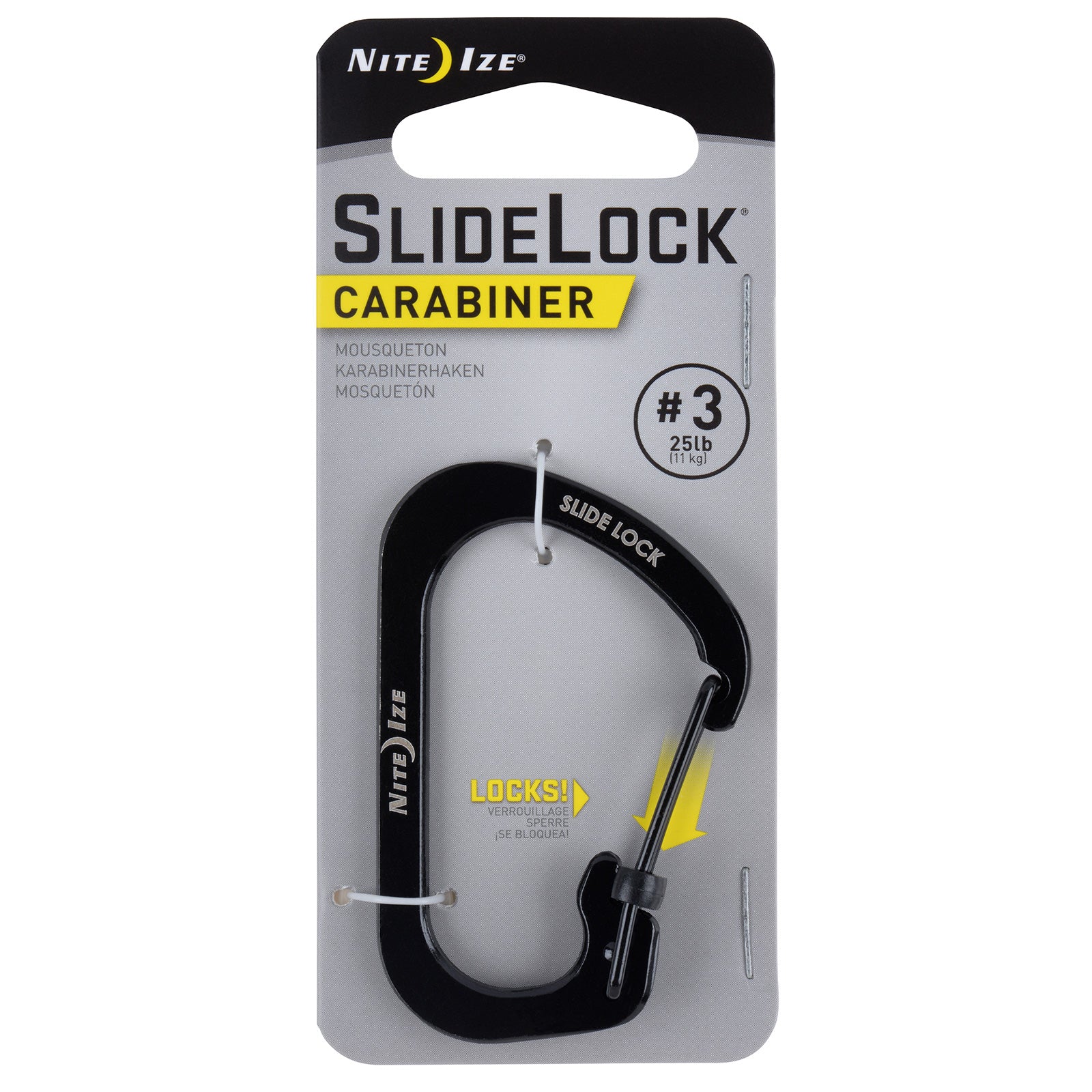NITE IZE SlideLock Mini mousqueton porte-clés à fermeture à cliquet en acier inoxydable