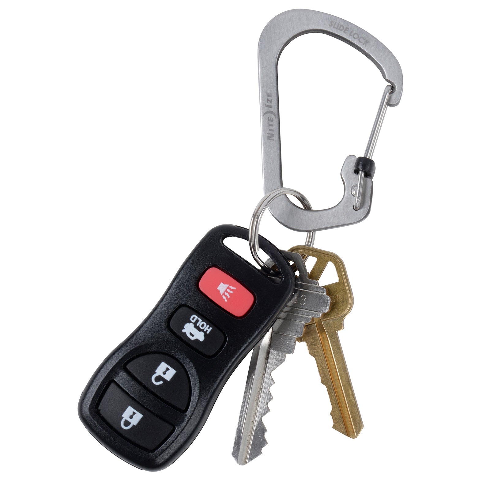 NITE IZE SlideLock Mini mousqueton porte-clés à fermeture à cliquet en acier inoxydable