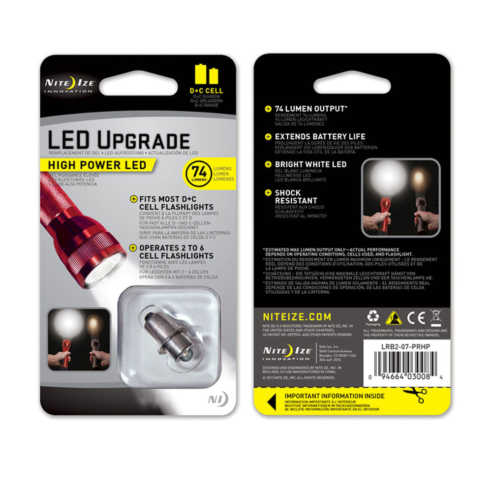 Kit de mise à niveau LED NITE IZE C et D pour mini lampe de poche Maglite, filetage PR, 74 lumens