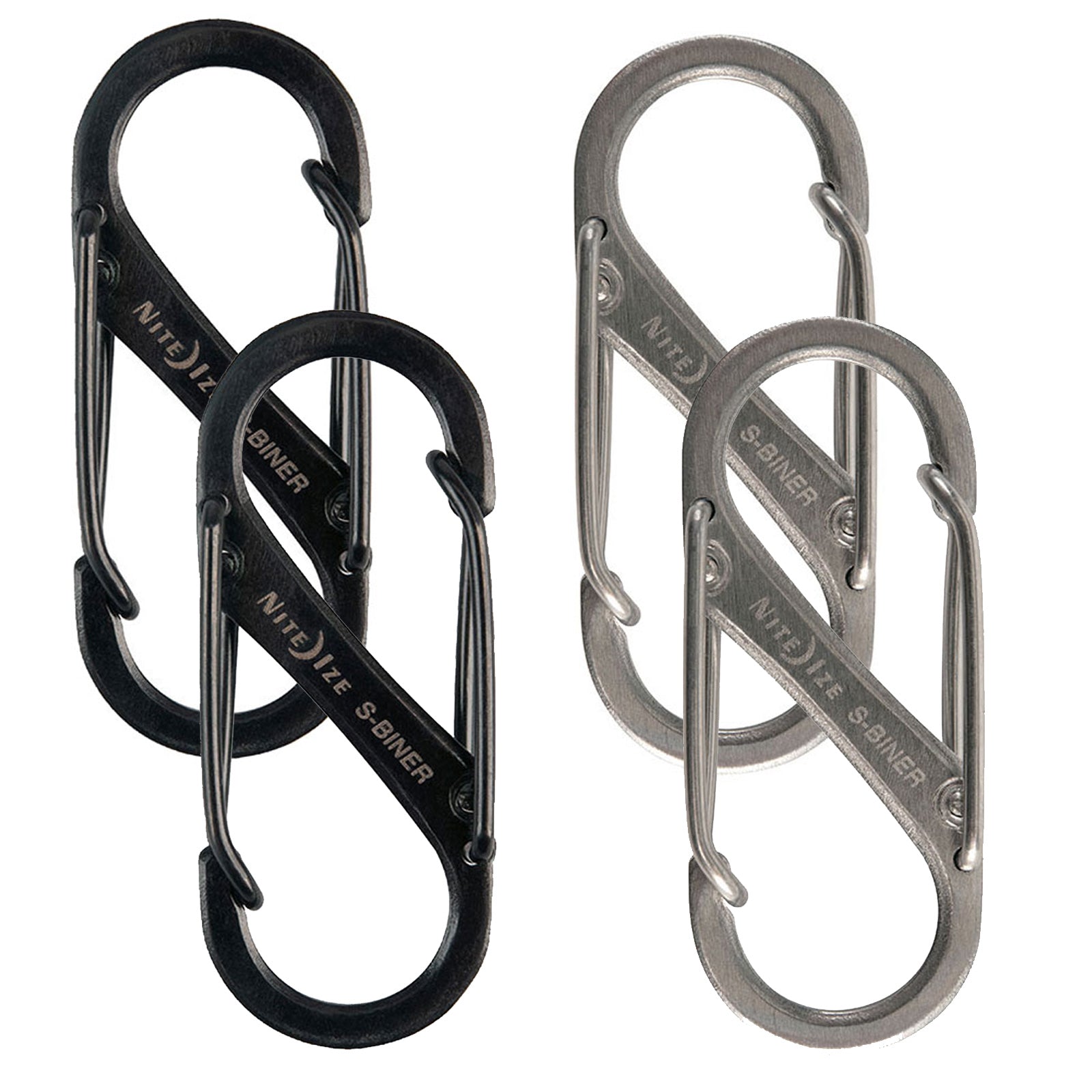 NITE IZE Set van 2 SlideLock S-Biner Mini dubbele karabijnhaken sleutelhangers