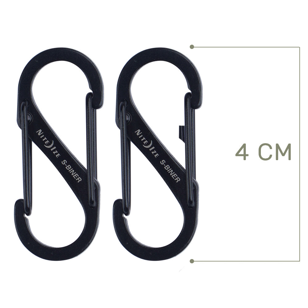 NITE IZE Set van 2 SlideLock S-Biner Mini dubbele karabijnhaken sleutelhangers