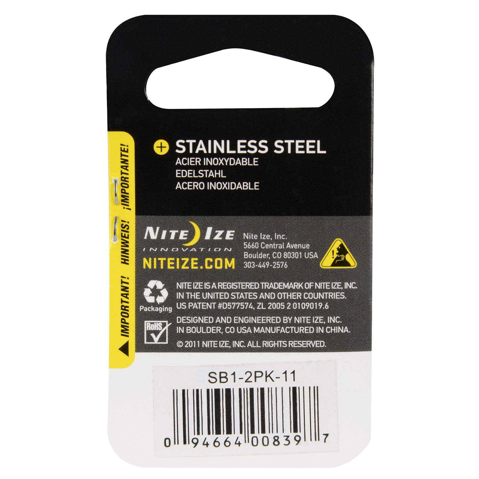 NITE IZE Set van 2 SlideLock S-Biner Mini dubbele karabijnhaken sleutelhangers