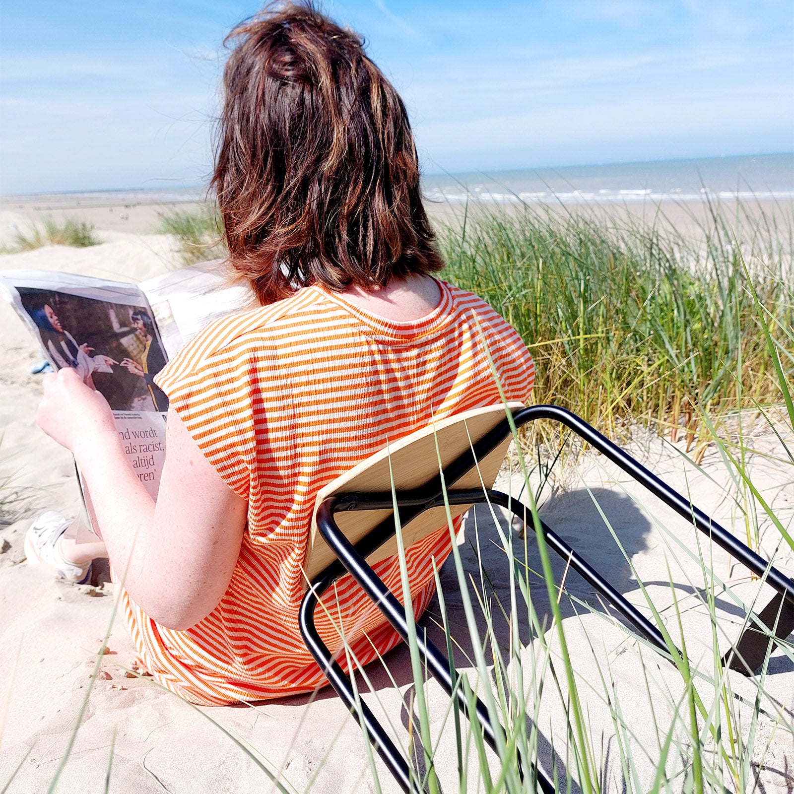 PICKNICO Campinghocker Retro Picknick Sitz Hocker Alu Bambus Holz Leicht 0,9 kg