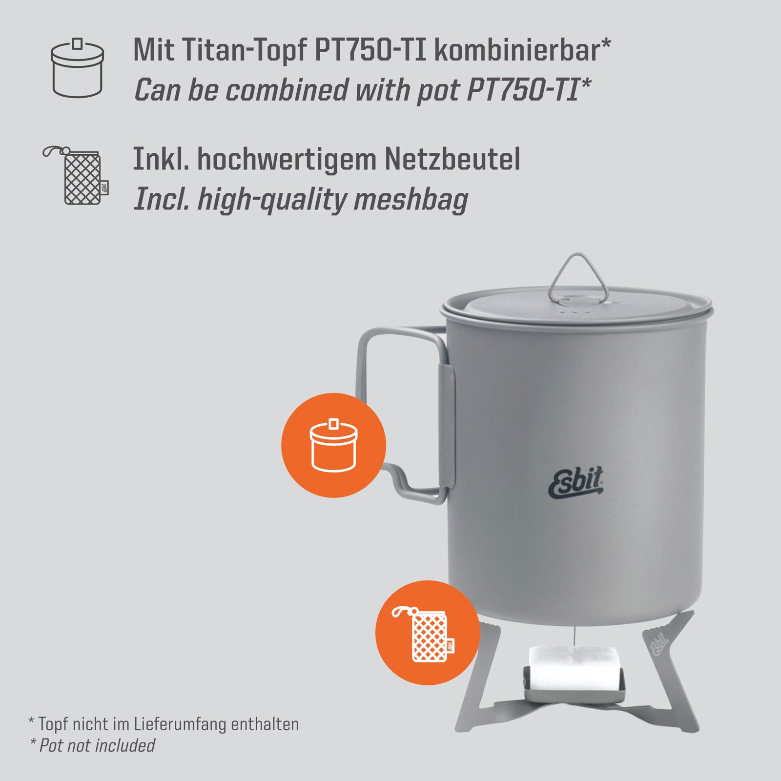 ESBIT kampeerbrander Droge brandstofbrander Mini-outdoorbrander Lichtgewicht titanium