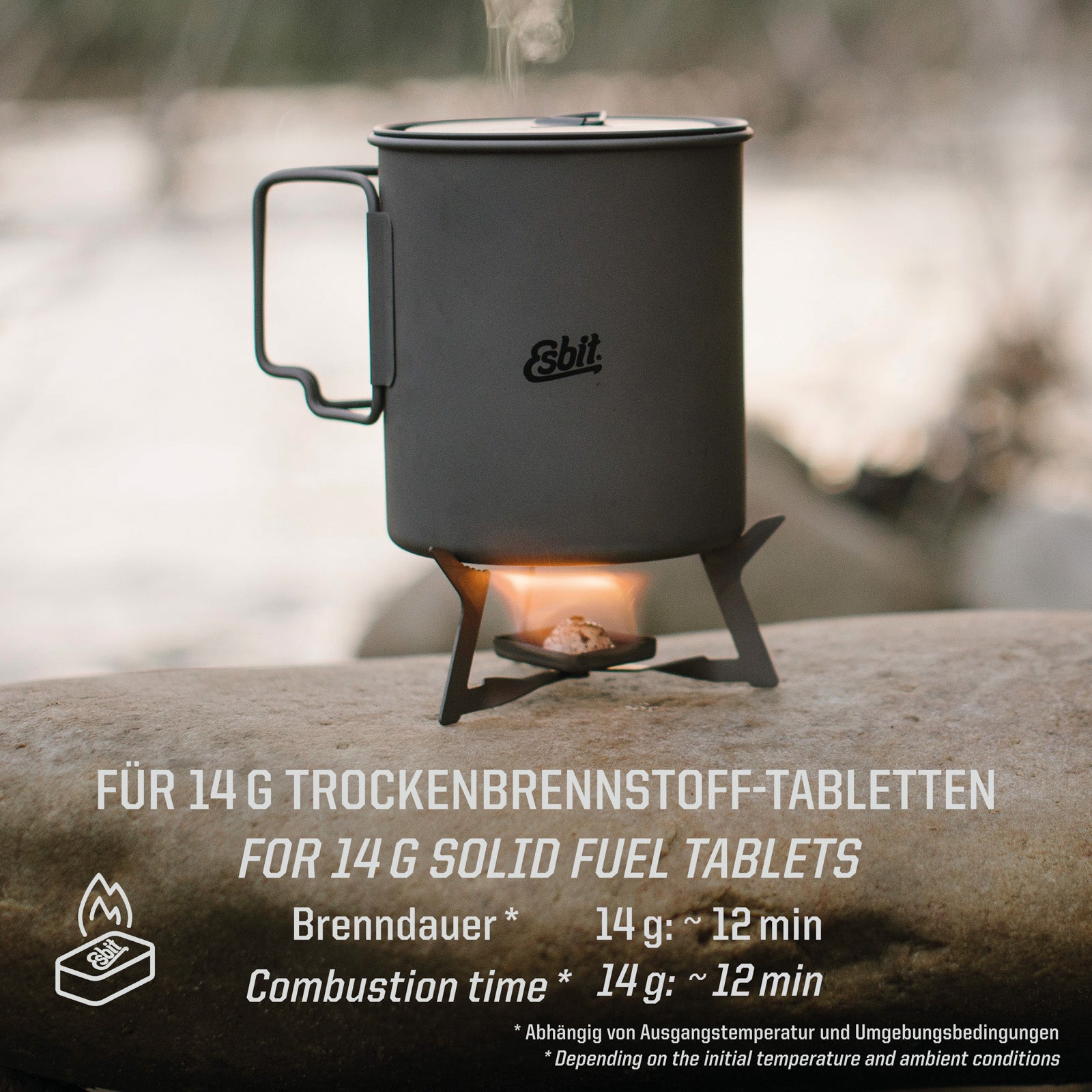 ESBIT kampeerbrander Droge brandstofbrander Mini-outdoorbrander Lichtgewicht titanium