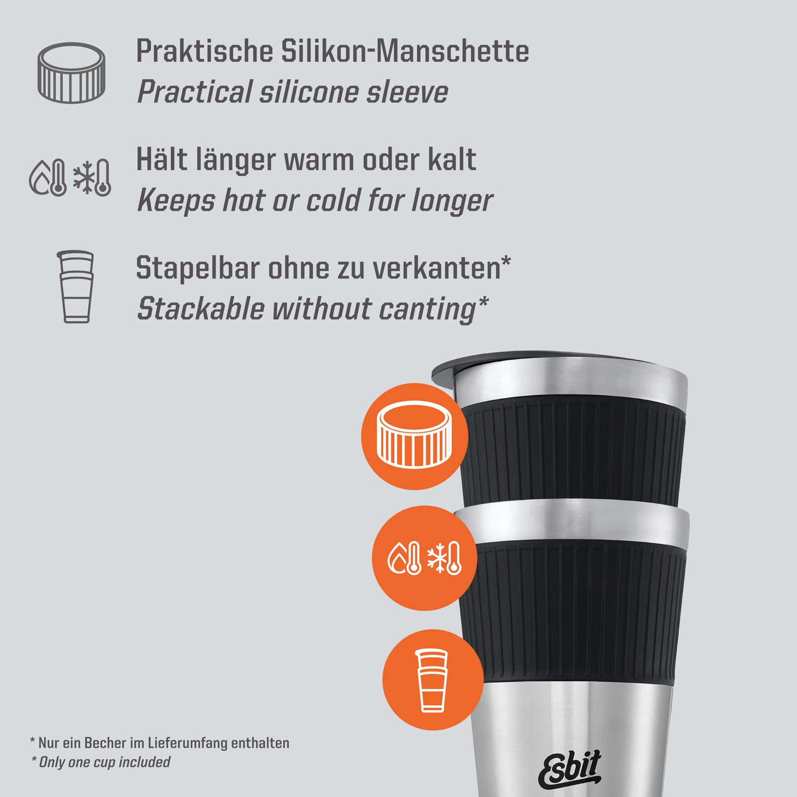 ESBIT thermobeker, isolatiebeker, Sculptor, koffiebeker voor in de auto, koffiekopje, 550 ml