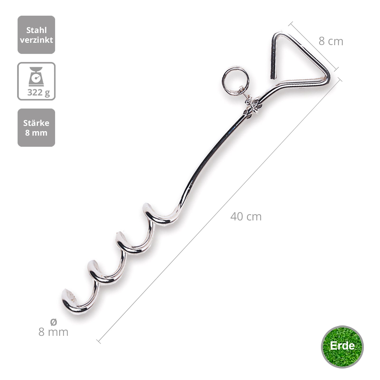Spiraalharing 40 cm grondschroef grondanker spiraalgrondanker haring verzinkt staal