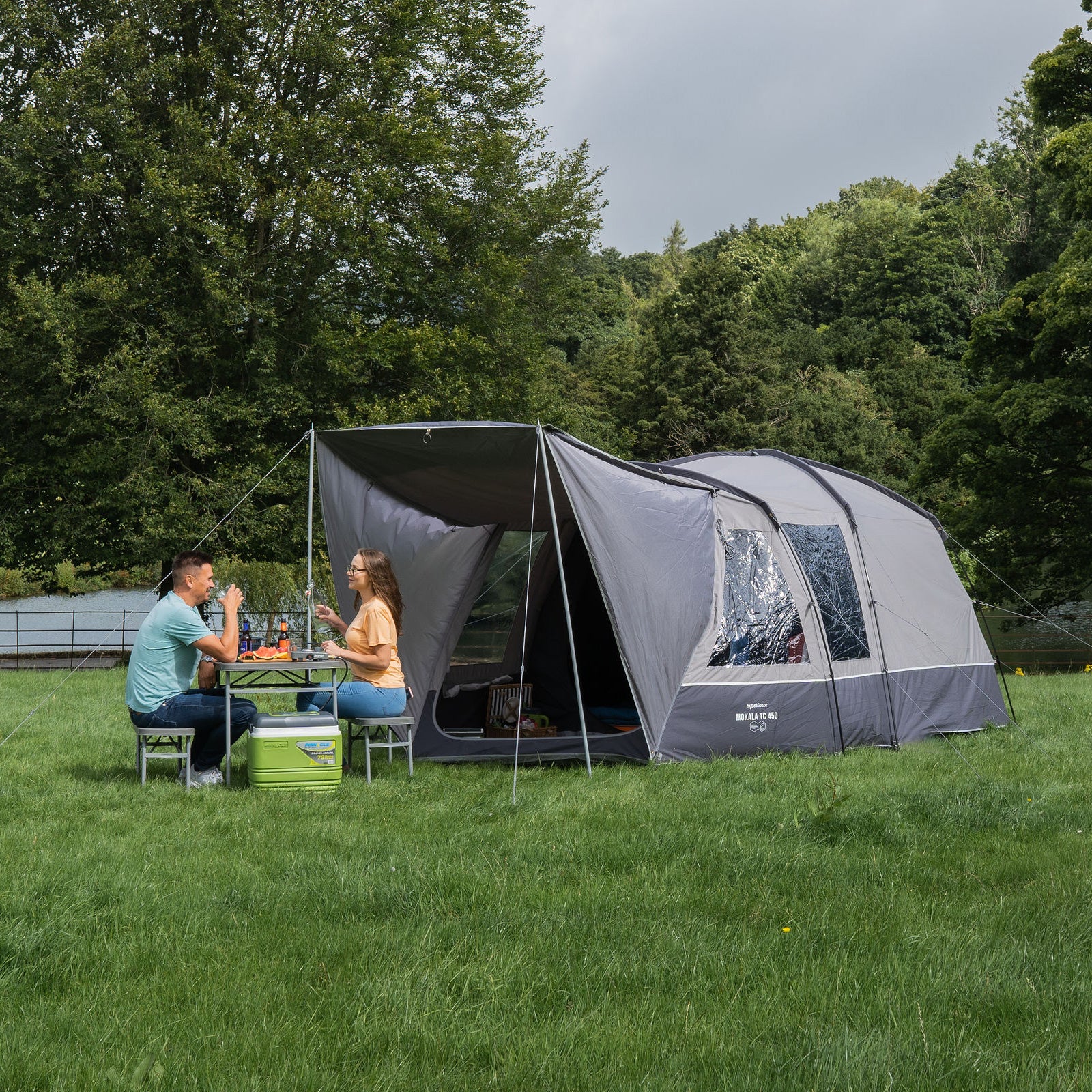 Tente familiale VANGO Mokala TC 450 – Tente tunnel de camping pour 4 personnes avec auvent, en coton