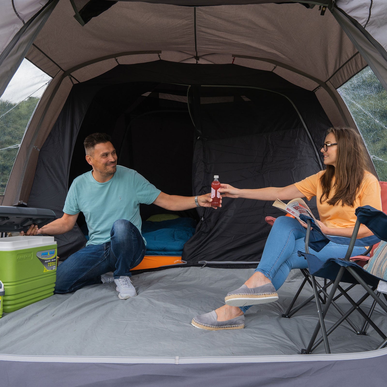 Tente familiale VANGO Mokala TC 450 – Tente tunnel de camping pour 4 personnes avec auvent, en coton