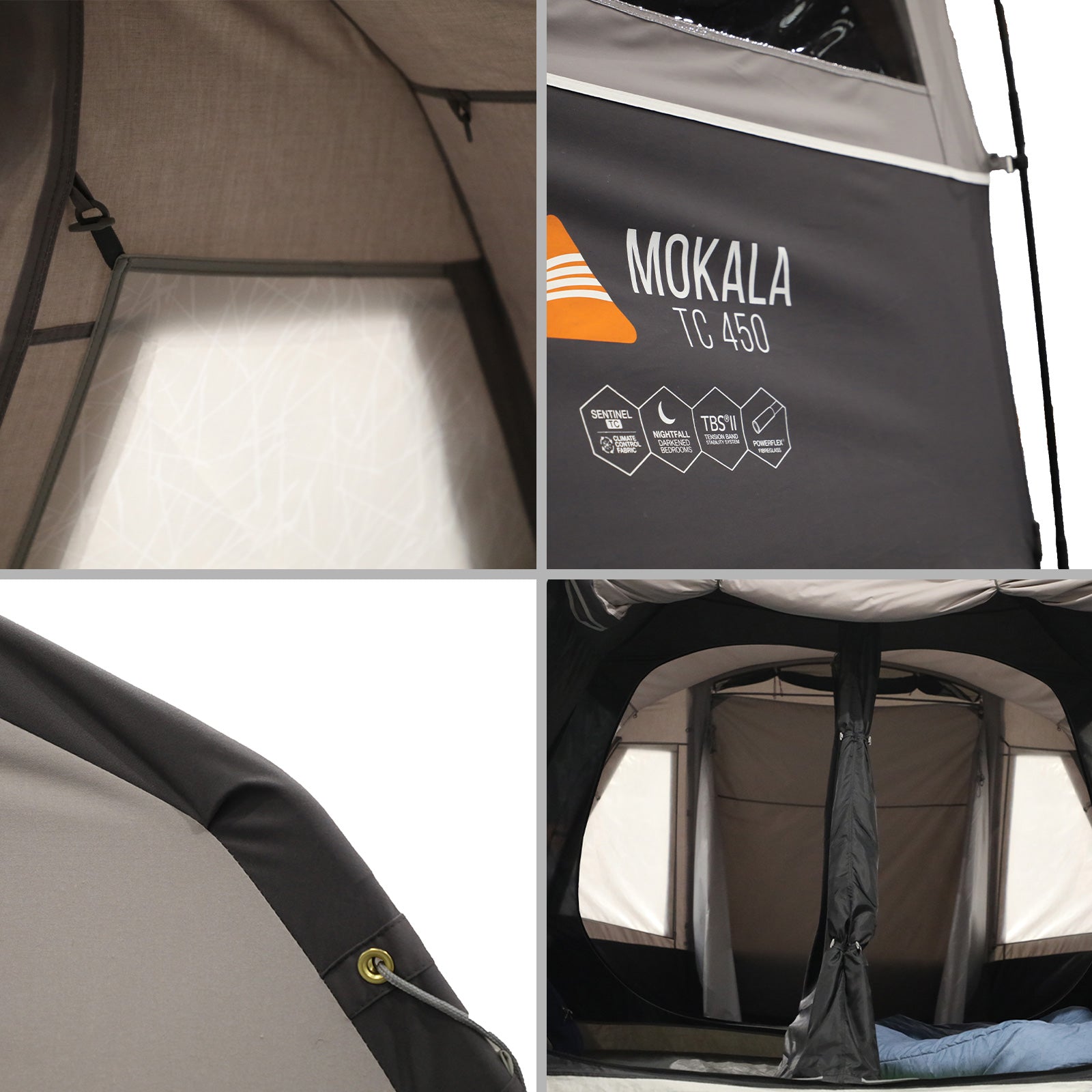 Tente familiale VANGO Mokala TC 450 – Tente tunnel de camping pour 4 personnes avec auvent, en coton