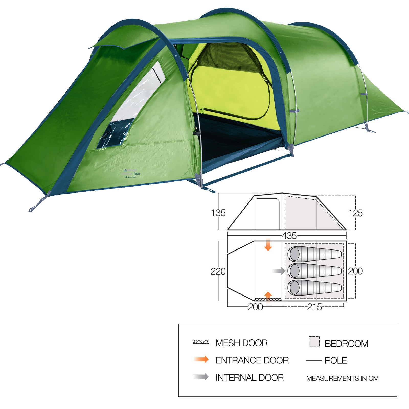 VANGO Trekkingzelt Omega 350 2-3 Personen Zelt Tunnelzelt Motorrad Camping 5 kg