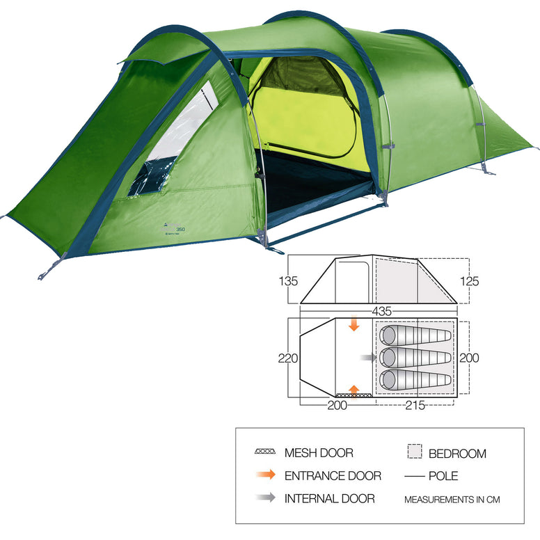 VANGO Trekkingzelt Omega 350 2-3 Personen Zelt Tunnelzelt Motorrad Camping 5 kg