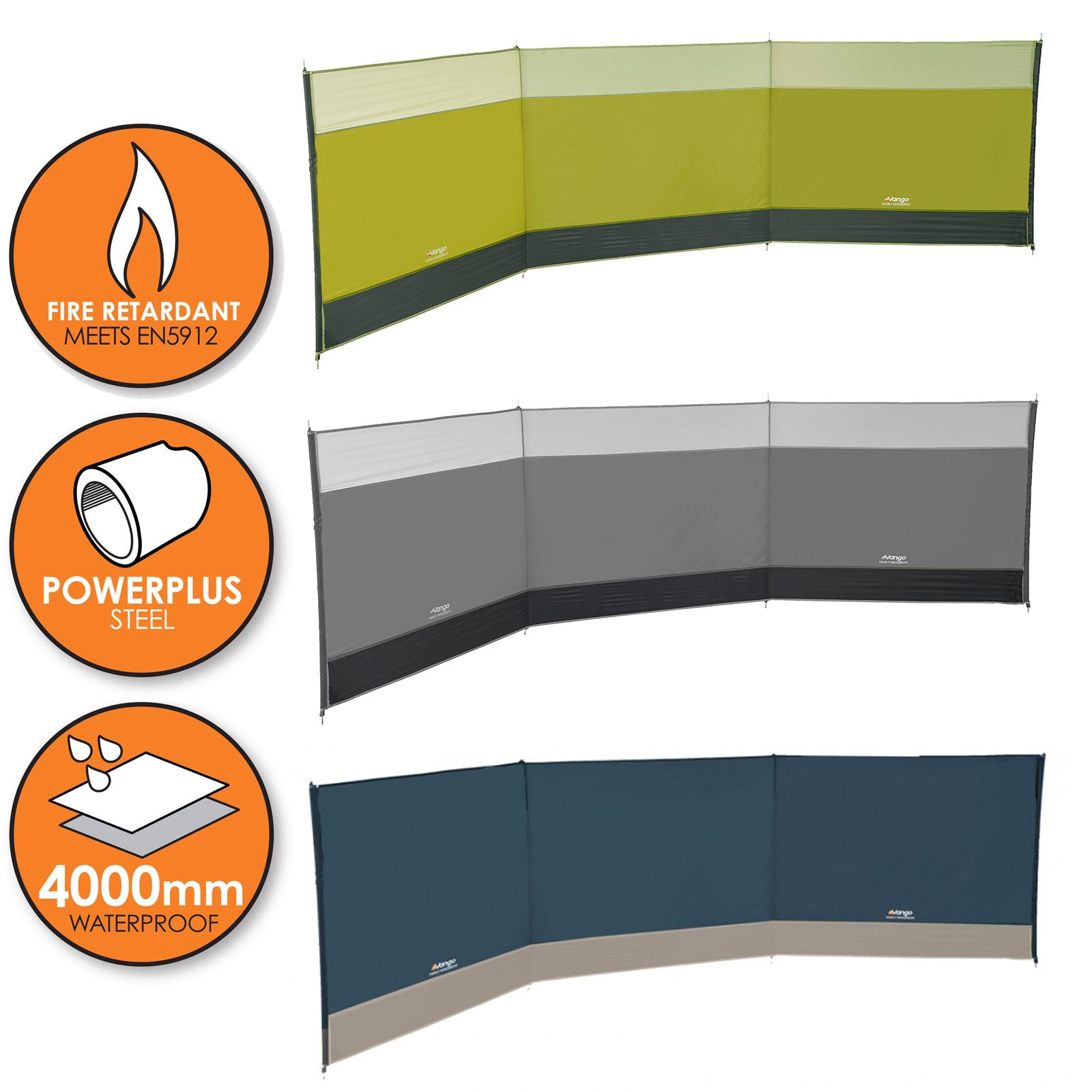 VANGO Windschutz Family 435x120 Camping Sichtschutz XL Strandmuschel Garten Zaun