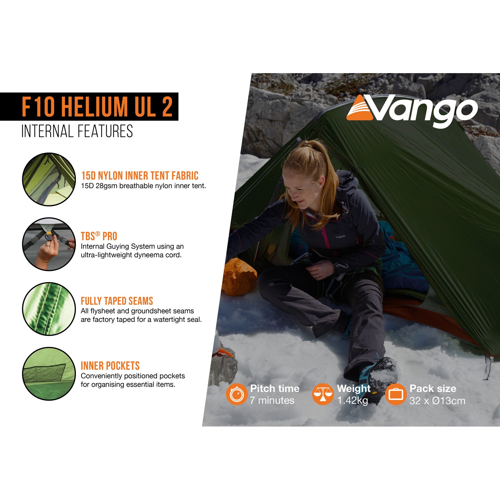 Tente de trekking F10 Helium UL 2 pour camping, tente pop-up pour vélo, une personne, 1,4 kg