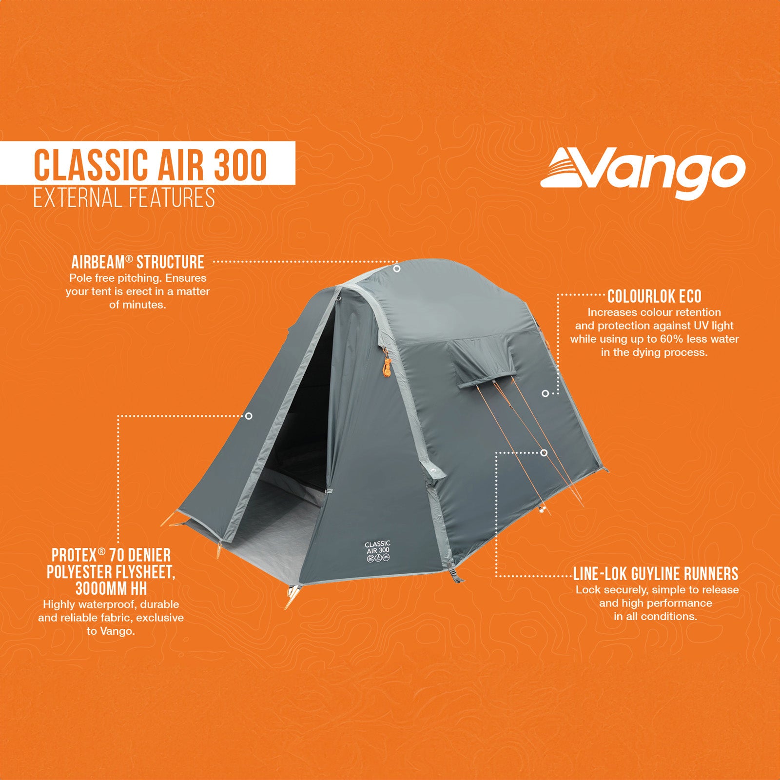 VANGO Campingzelt Classic Air 300 Airbeam Familien Luftzelt Zelt Aufblasbar