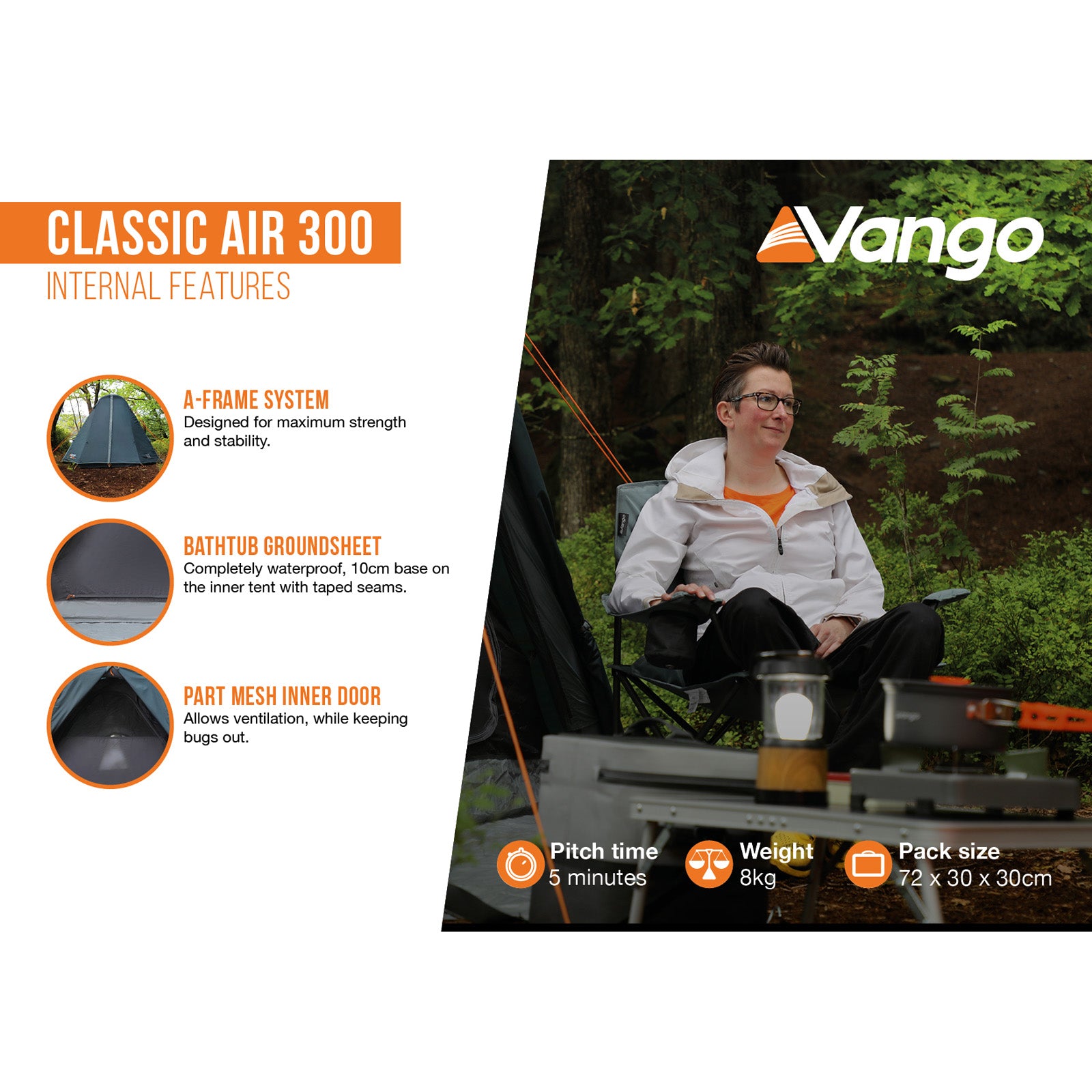 VANGO Campingzelt Classic Air 300 Airbeam Familien Luftzelt Zelt Aufblasbar