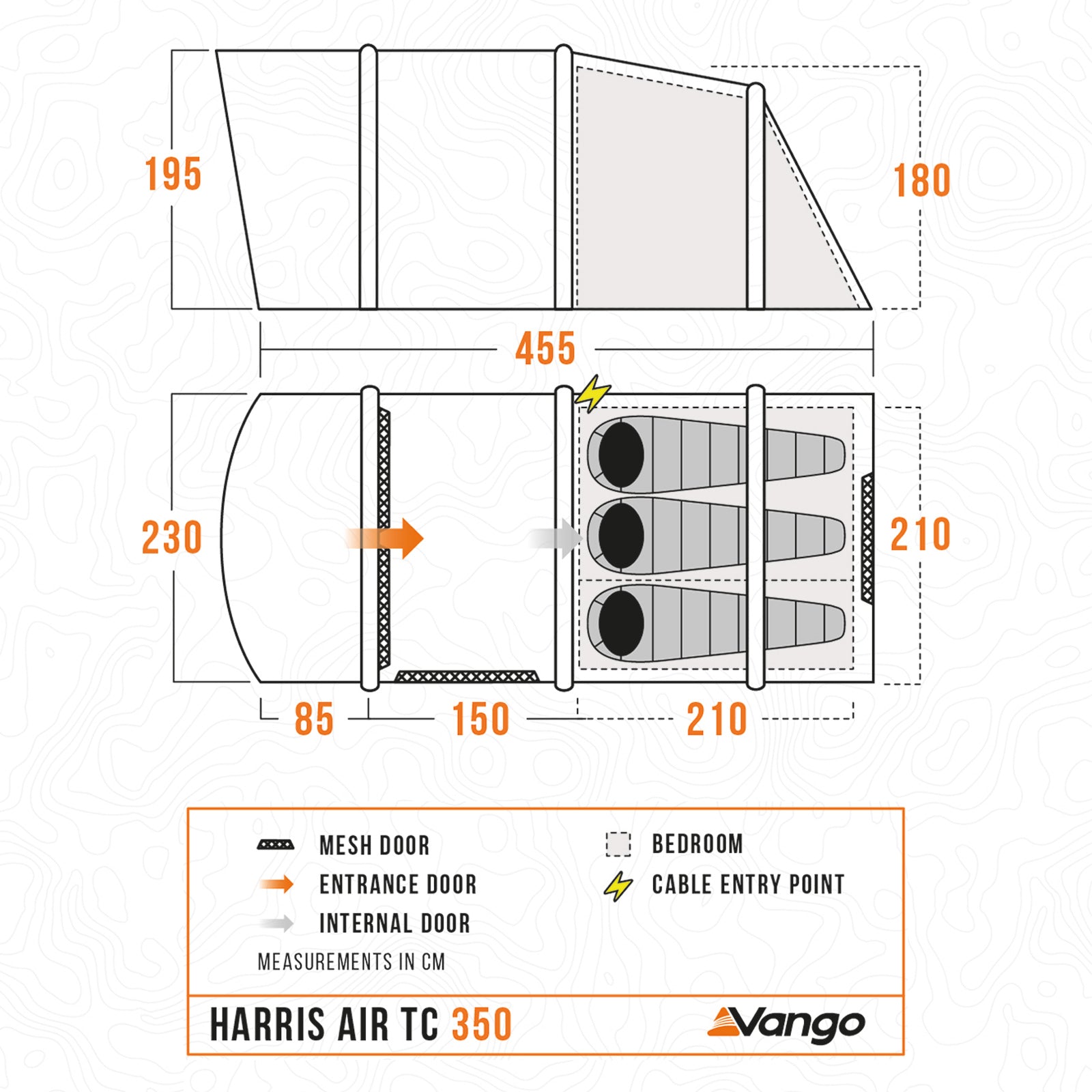 Tente familiale VANGO Harris Air TC 350 – Tente gonflable de camping en coton