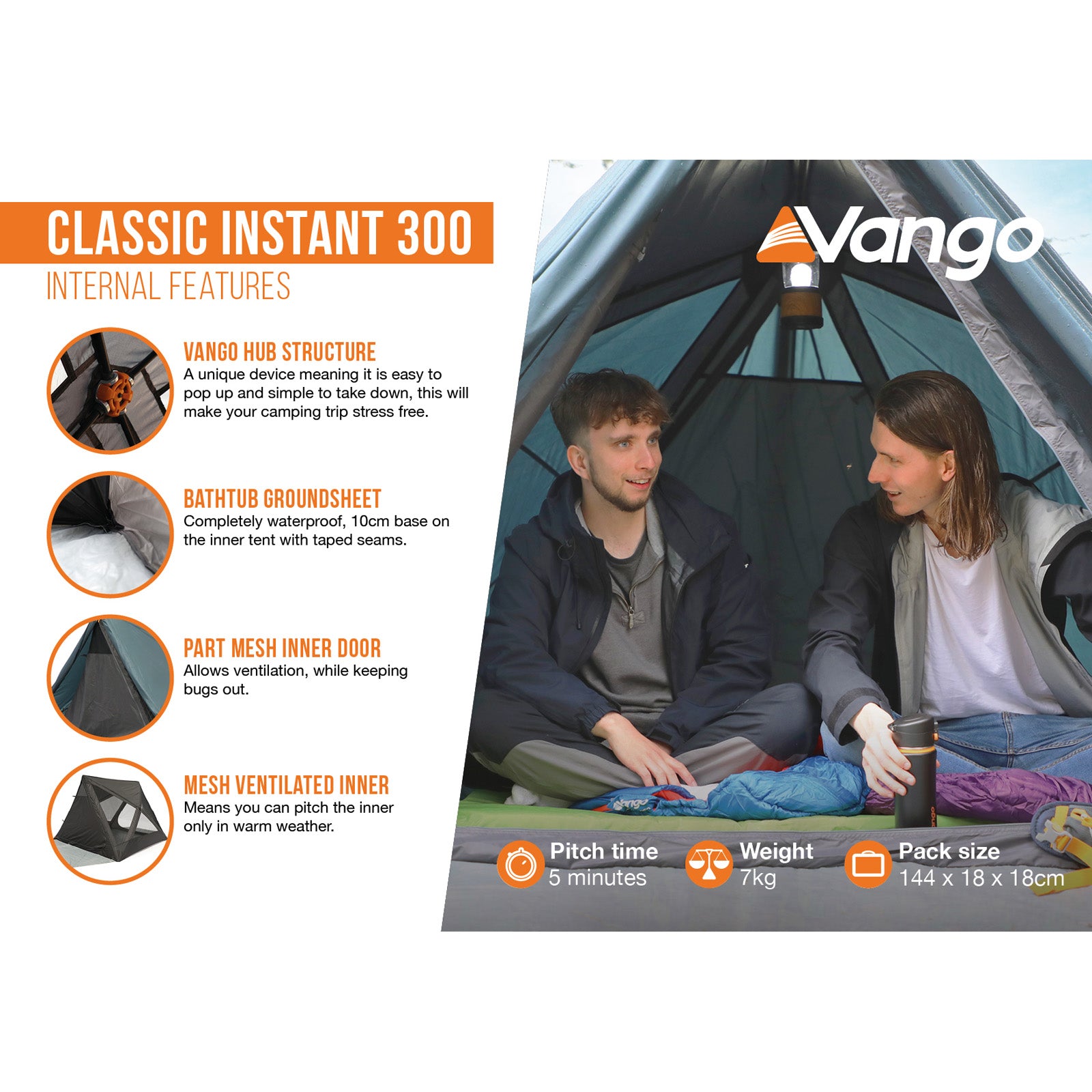 VANGO Campingzelt Classic Instant 300 First Automatik Pop Up 3 Personen Zelt