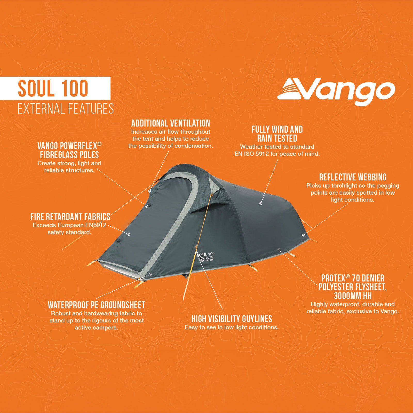 VANGO Soul 100 Trekking 1-persoons fietstent met tunnel, voor buiten