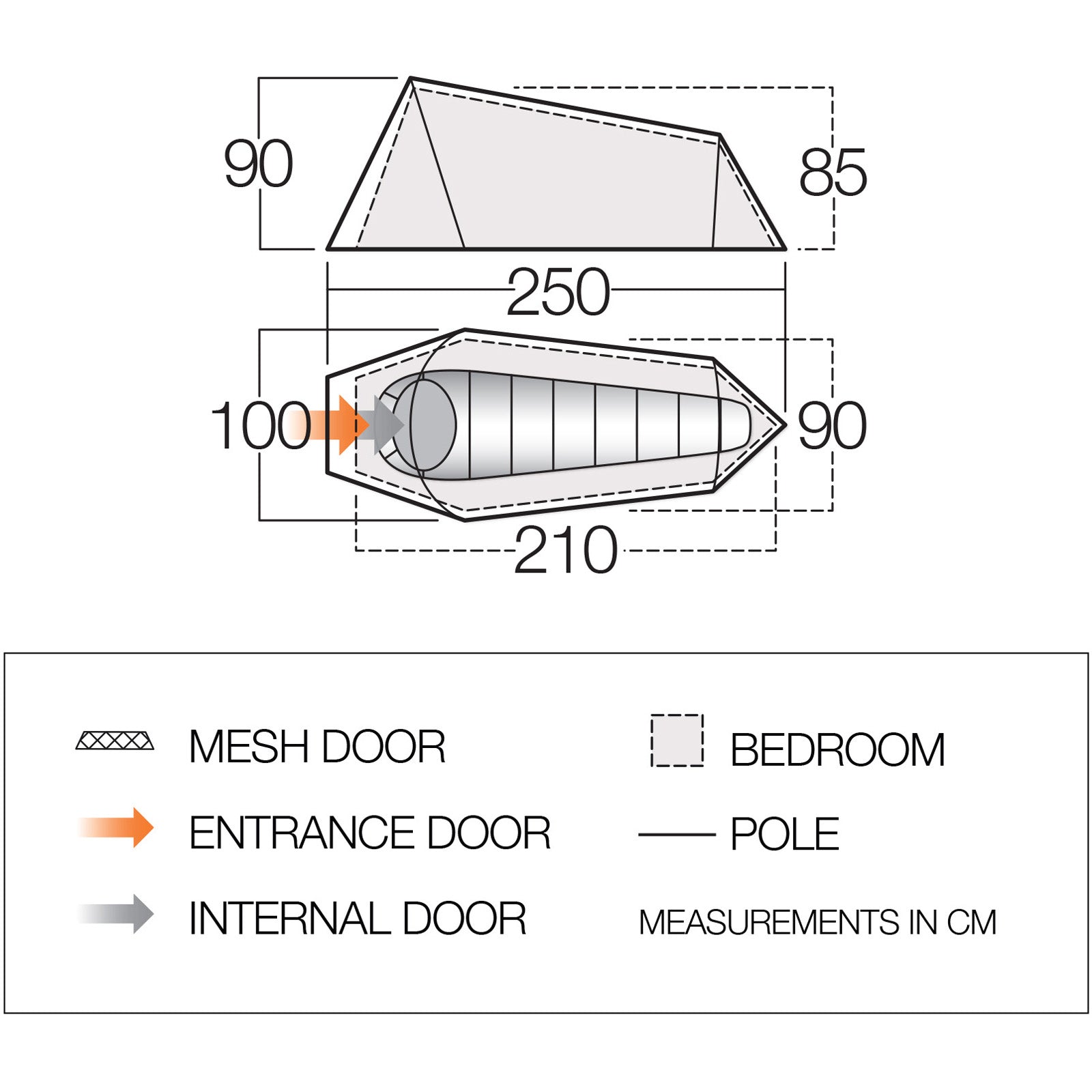 VANGO Soul 100 Trekking 1-persoons fietstent met tunnel, voor buiten