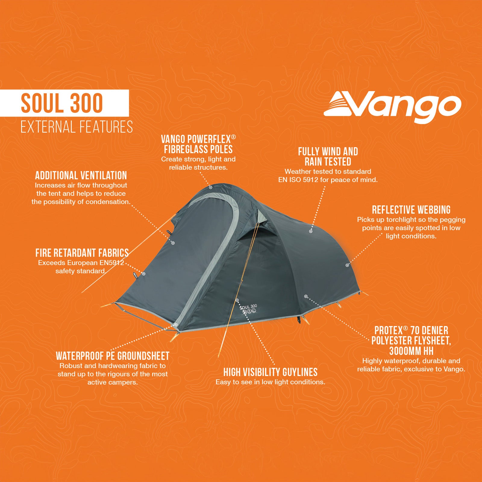 VANGO Camping Tent Soul 300 Trekking 3 Person Tunnel Tent Outdoor Bike Bicycle