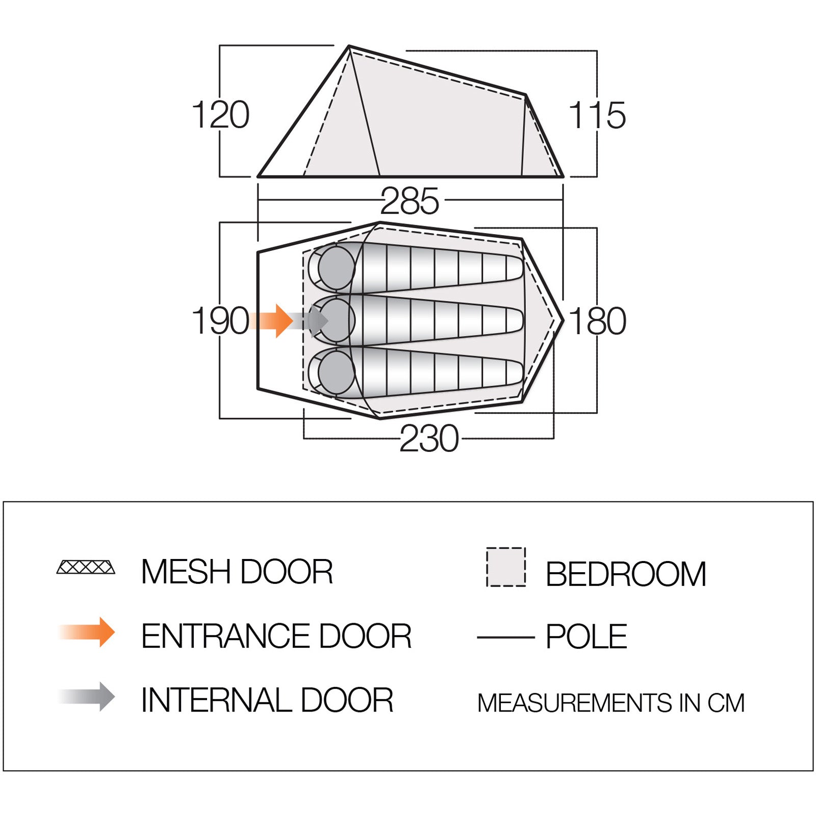 Tente de camping VANGO Soul 300 Trekking 3 personnes Tente tunnel Vélo d'extérieur