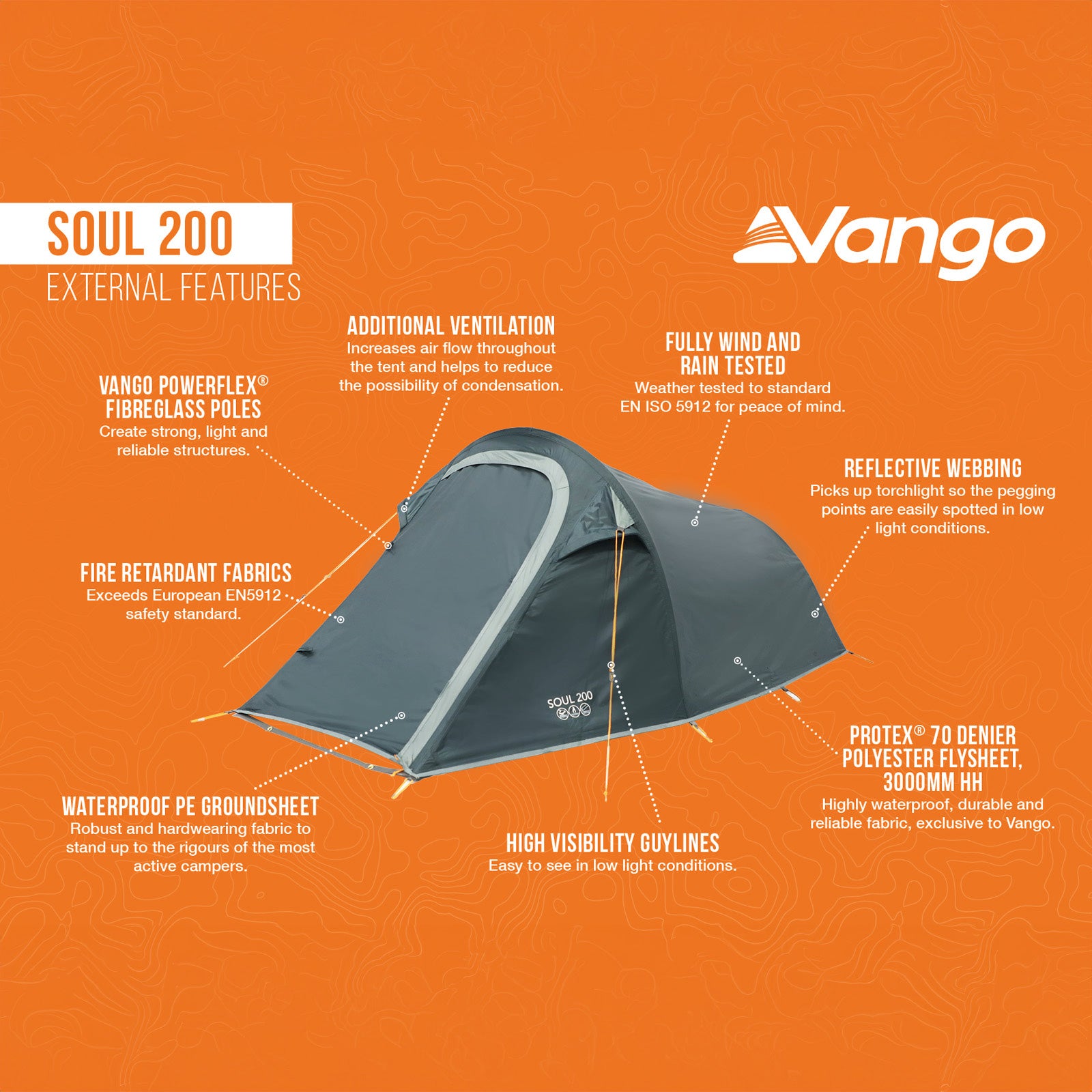 VANGO Camping Tent Soul 200 Trekking 2 Person Tunnel Tent Outdoor Bike Bicycle