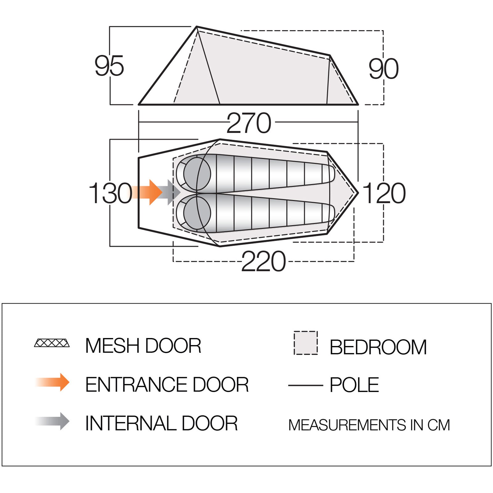 Tente de camping VANGO Soul 200 Trekking Tente tunnel 2 personnes Vélo d'extérieur