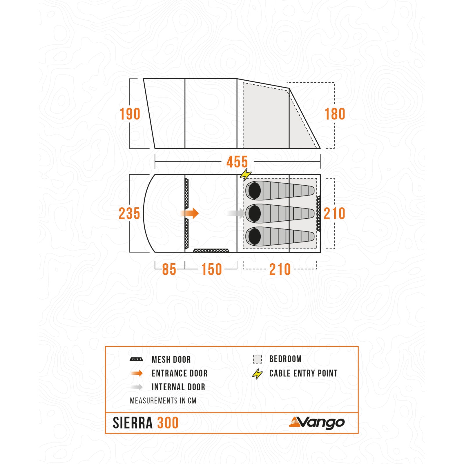 Tente familiale VANGO Sierra 300 – Tente de camping pour groupes – 3 personnes – Tente tunnel avec auvent