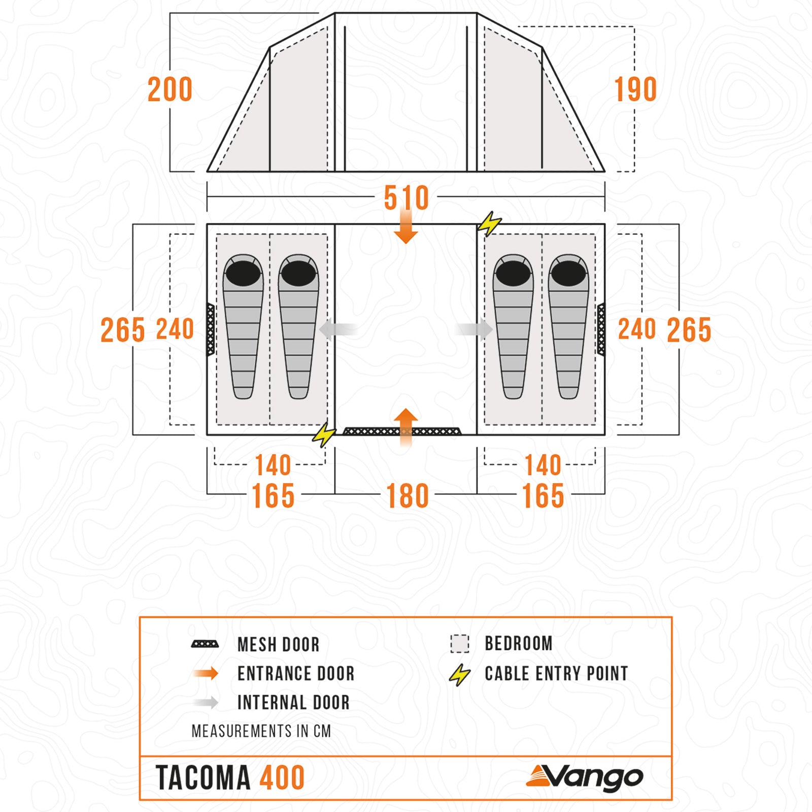 VANGO Familienzelt Tacoma 400 Camping Gruppen Zelt 4 Personen Tunnel Vorraum