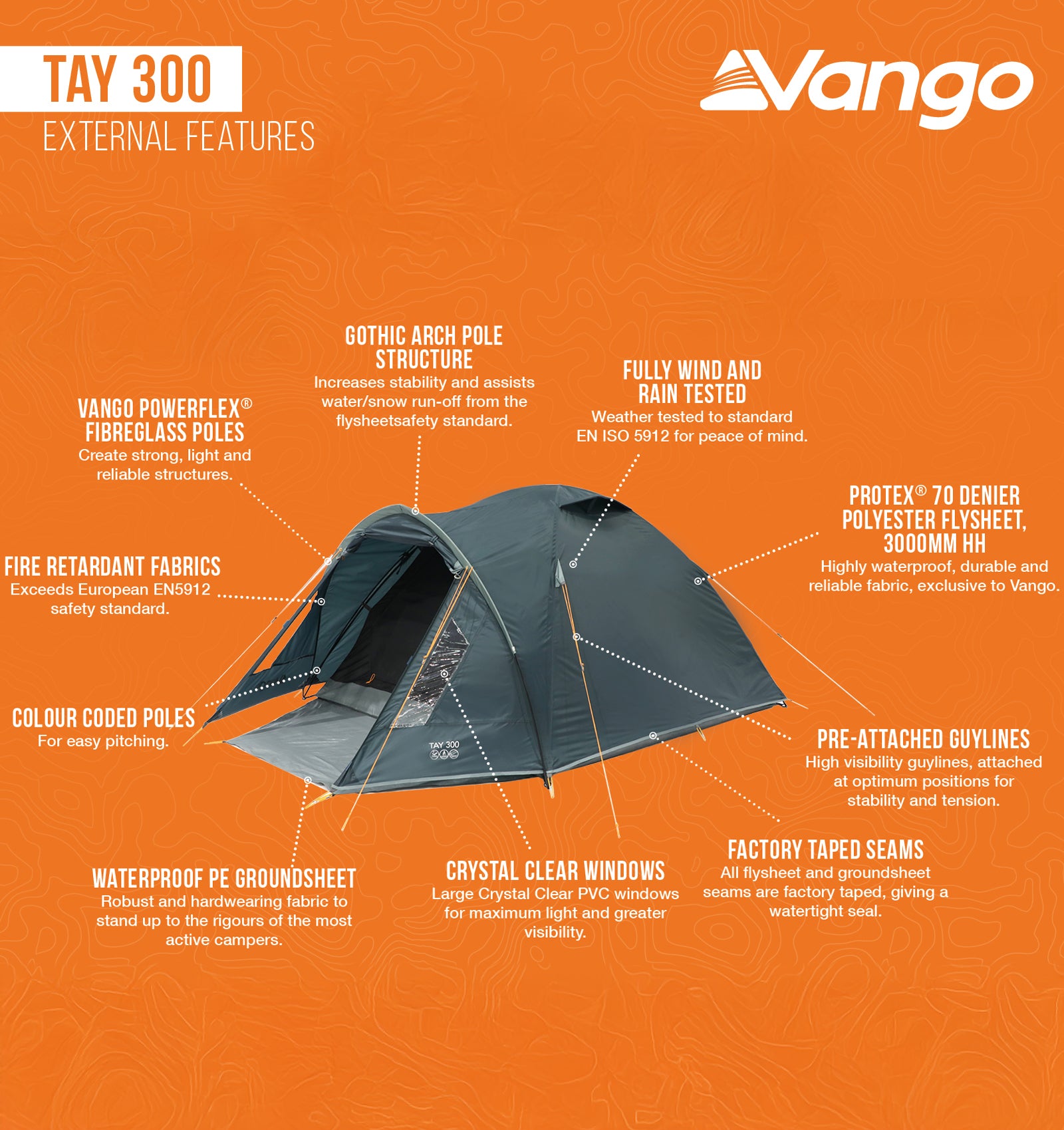 Tente dôme VANGO Tay 300, camping, trekking, igloo, 3 personnes, tente de vélo, vestibule, 4 kg