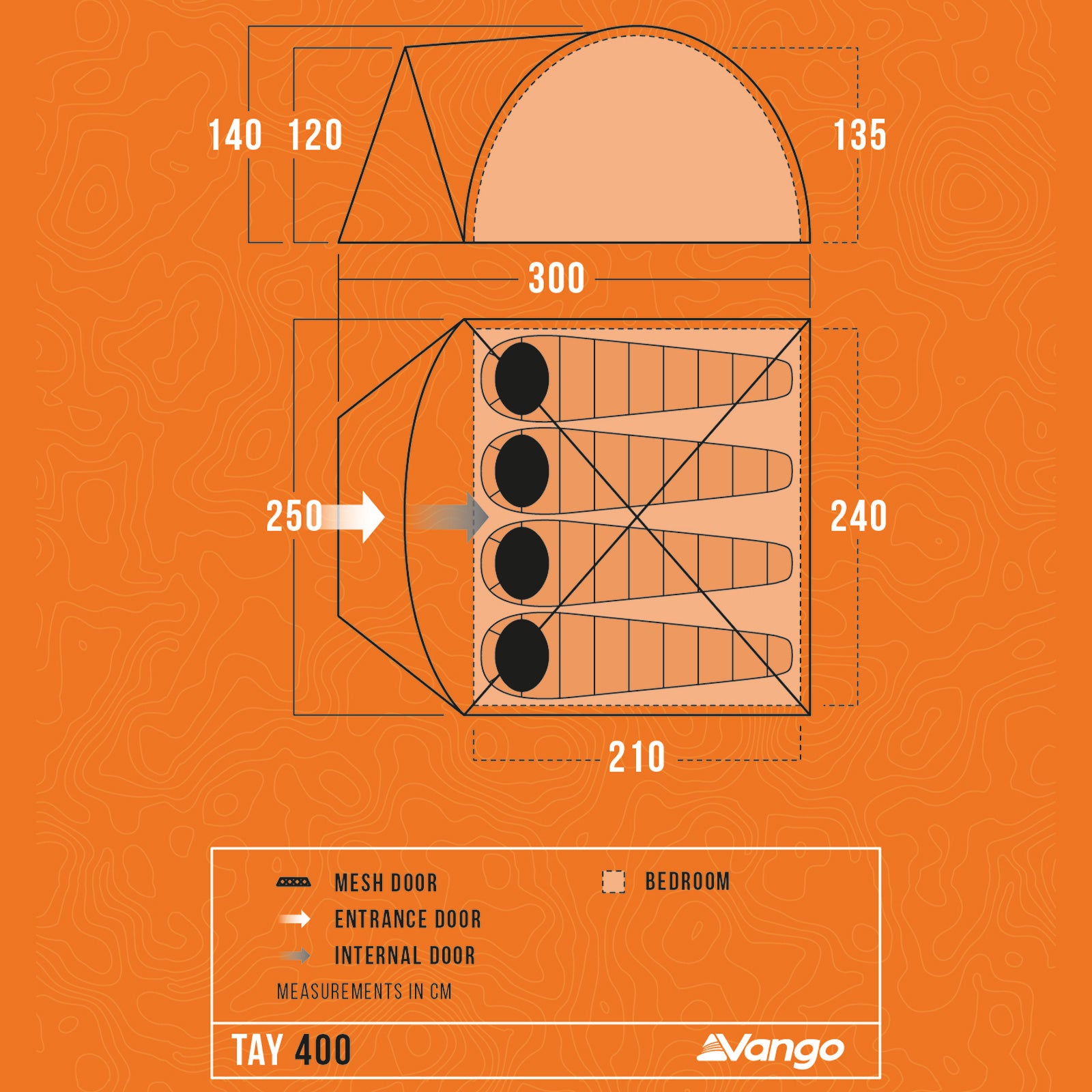 VANGO Kuppelzelt Tay 400 Camping Trekking Iglu 4 Personen Bike Zelt Vorraum 5 kg