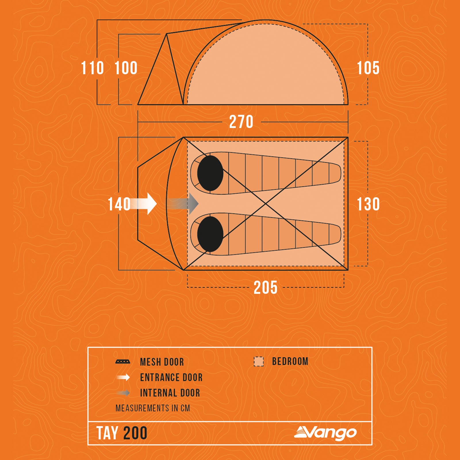 Tente dôme VANGO Tay 200 : tente de camping et de randonnée en forme d'igloo pour 2 personnes, avec vestibule, 3 kg