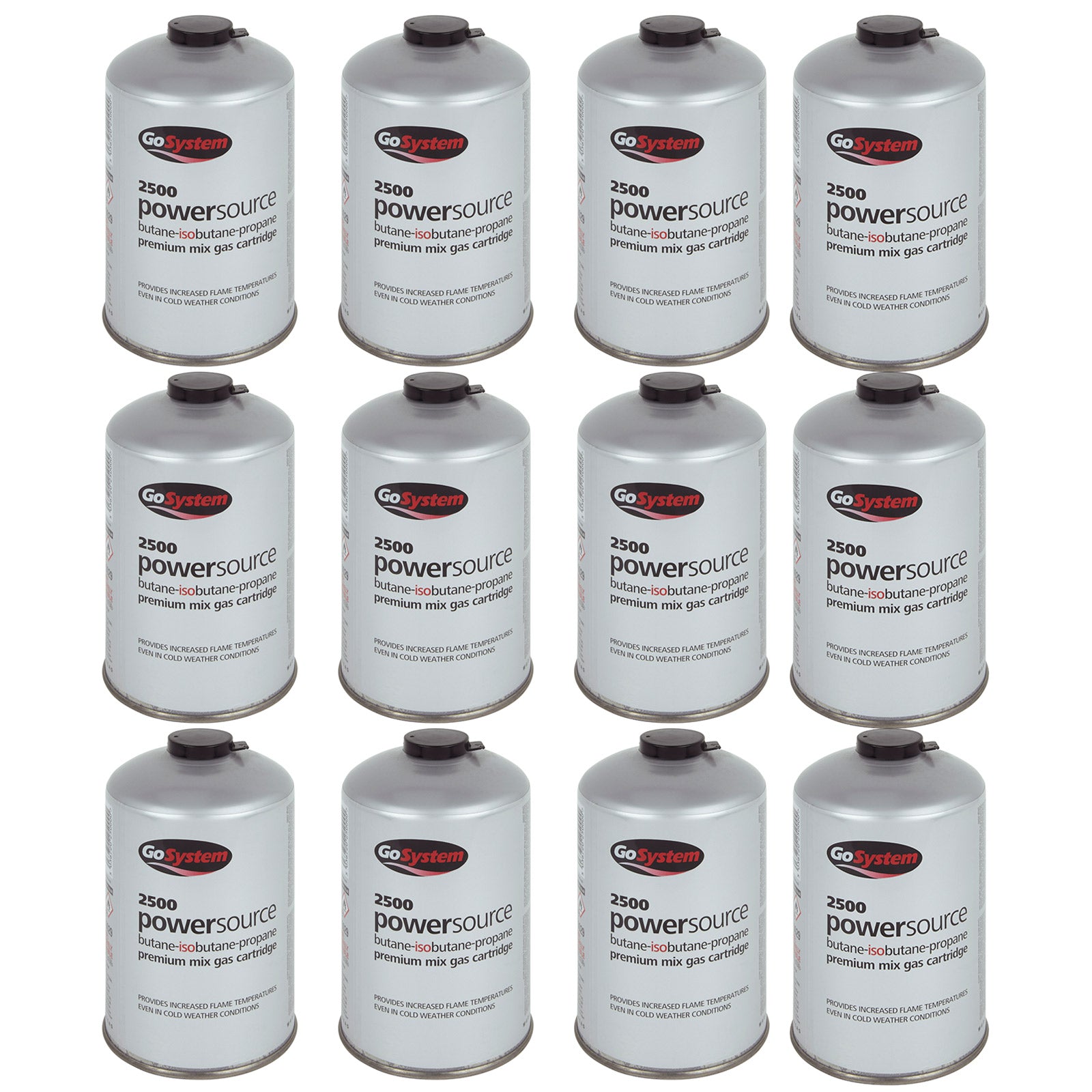 12x GO SYSTEM screw-on cartridge valve gas cartridge cooker iso butane/propane 445g