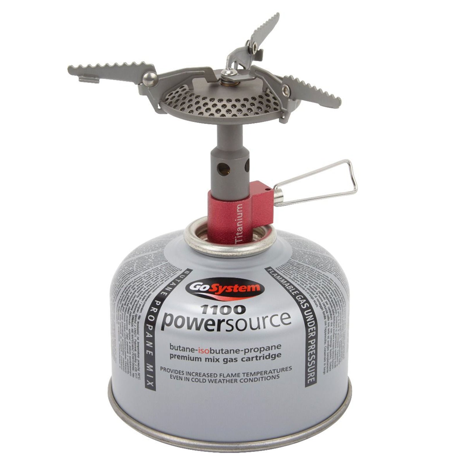 Réchaud à gaz pliable GO SYSTEM FlyTi Mini Titanium pour camping, randonnée, extérieur, 3 kW