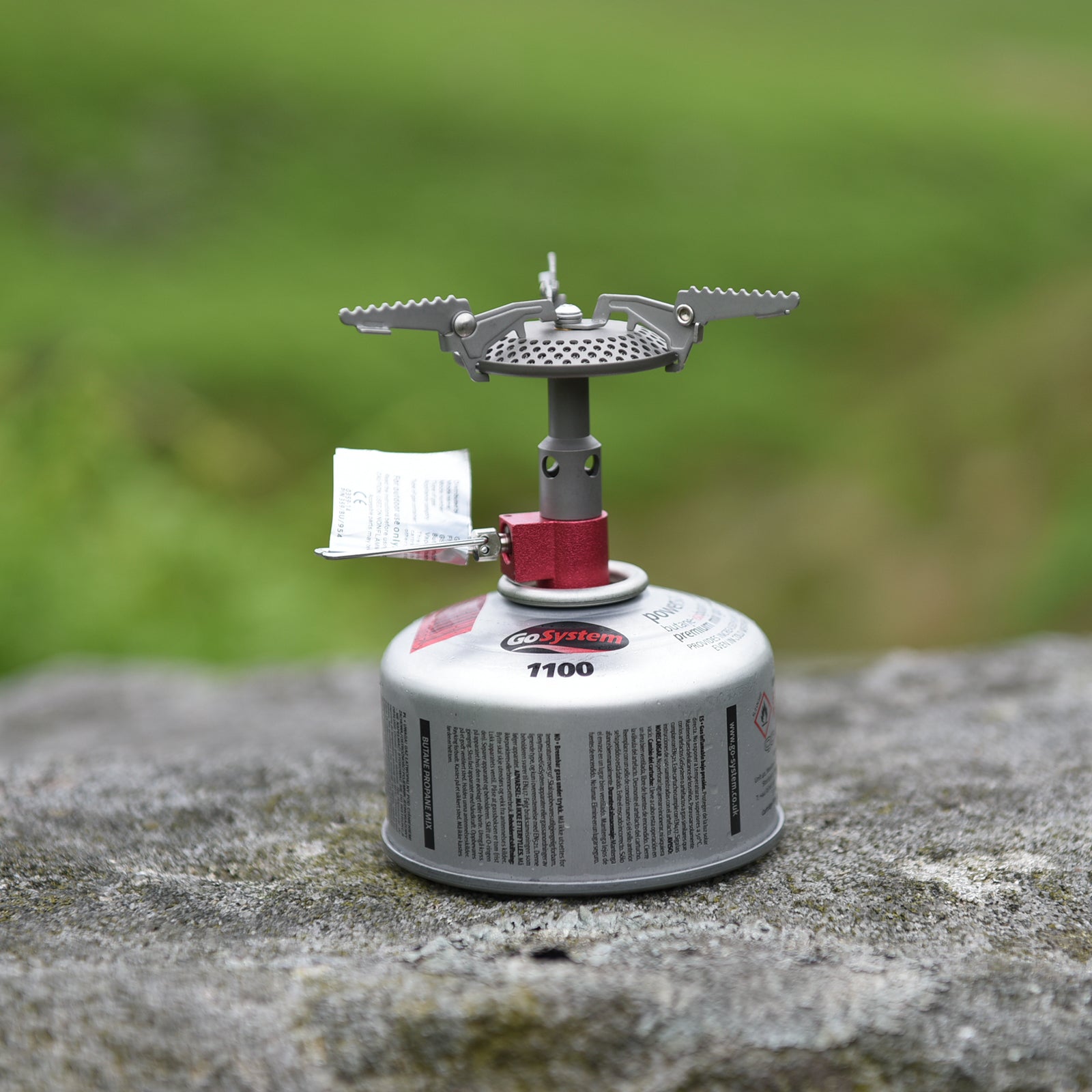 Réchaud à gaz pliable GO SYSTEM FlyTi Mini Titanium pour camping, randonnée, extérieur, 3 kW