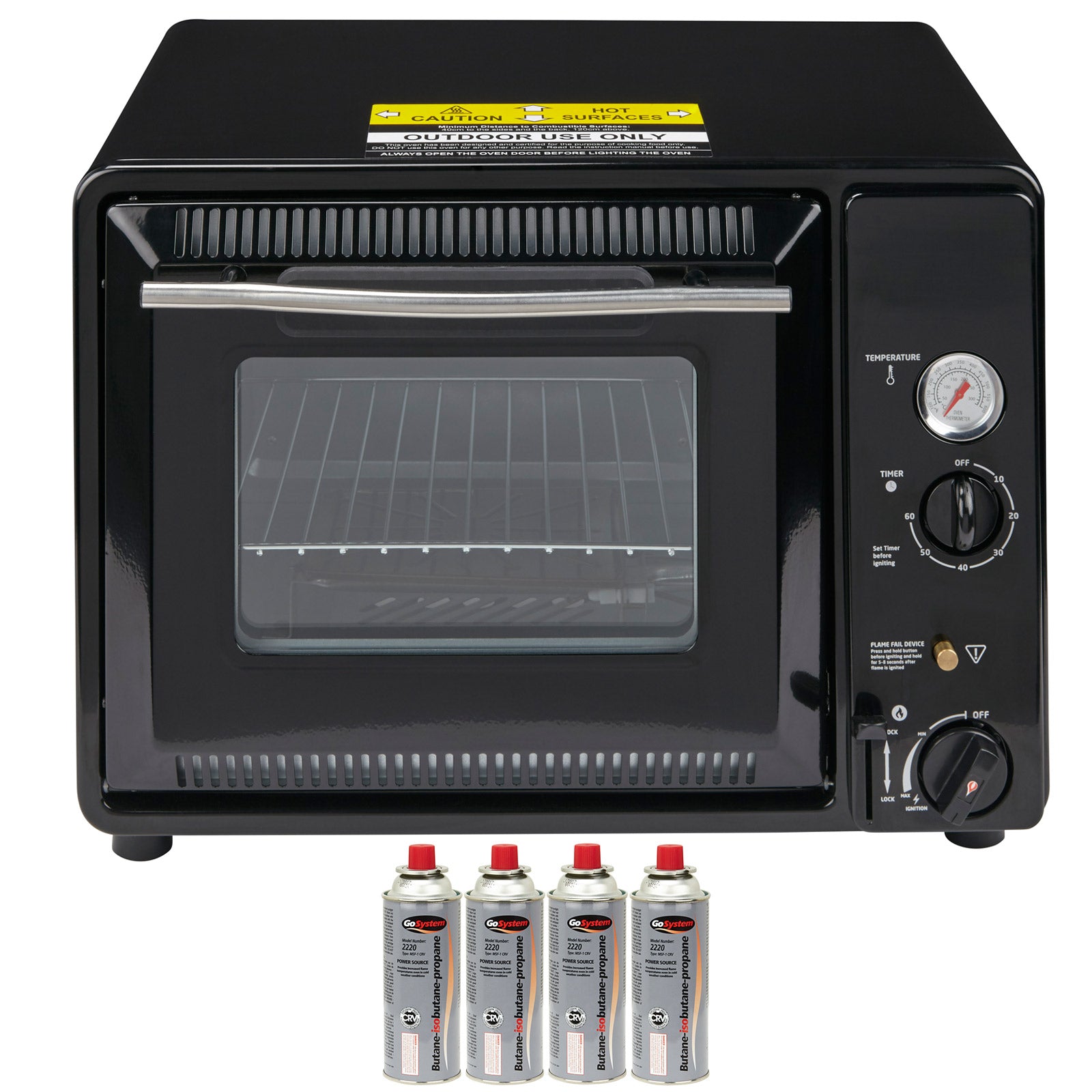 GO SYSTEM Gasofen Mini Backofen Gas Herd Grill Ofen Camping Gas Kocher Kartusche