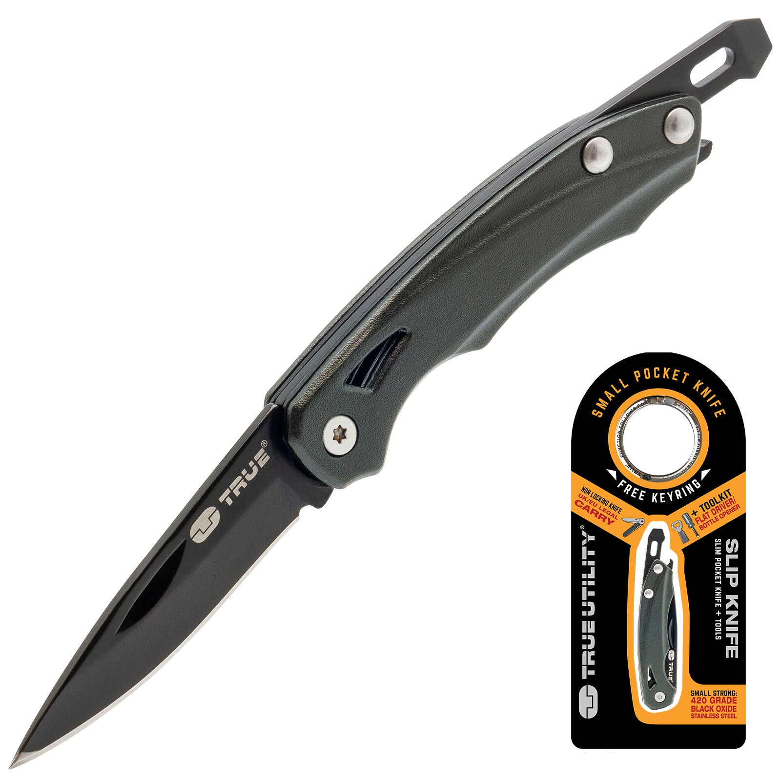 TRUE UTILITY Taschenmesser Slip Mini Multi Tool Klappmesser Schlüsselanhänger