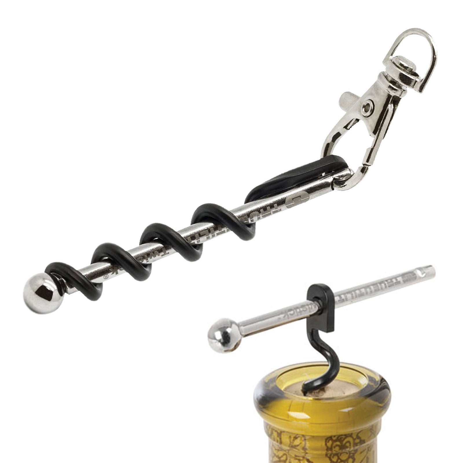 TRUE UTILITY Mini Korkenzieher Twistick - Wein Flaschen Öffner Schlüsselanhänger