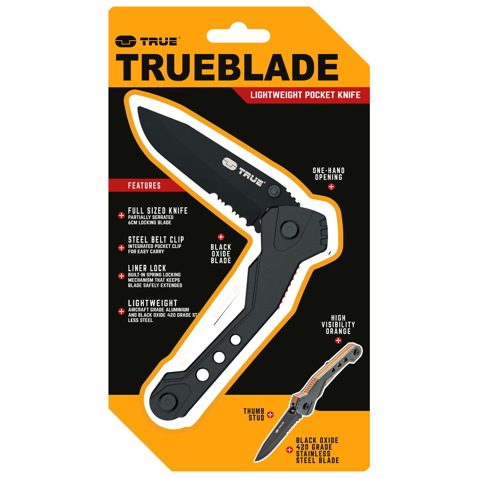 TRUE UTILITY Mini couteau de poche Trueblade Couteau de ceinture à une main Couteau pliant 89 g
