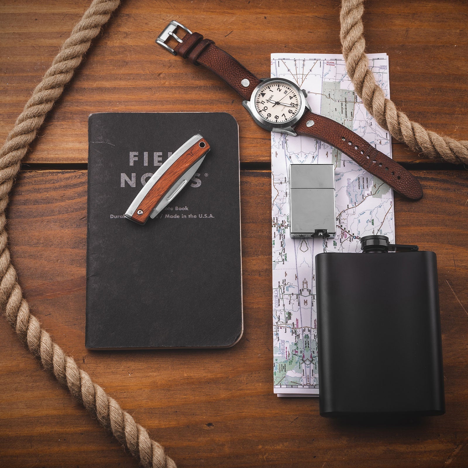 TRUE UTILITY Couteau pliant Couteau de gentleman Couteau de poche Manche en palissandre 63 g