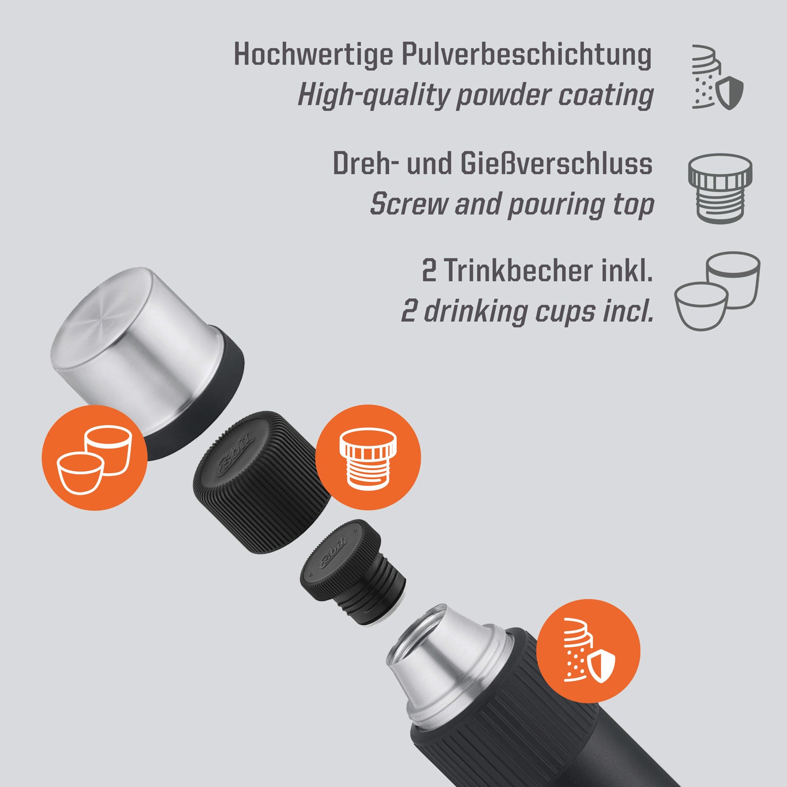 Bouteille isotherme ESBIT, pichet isotherme, bouteille thermos sous vide Sculptor, pichet, mug 1L