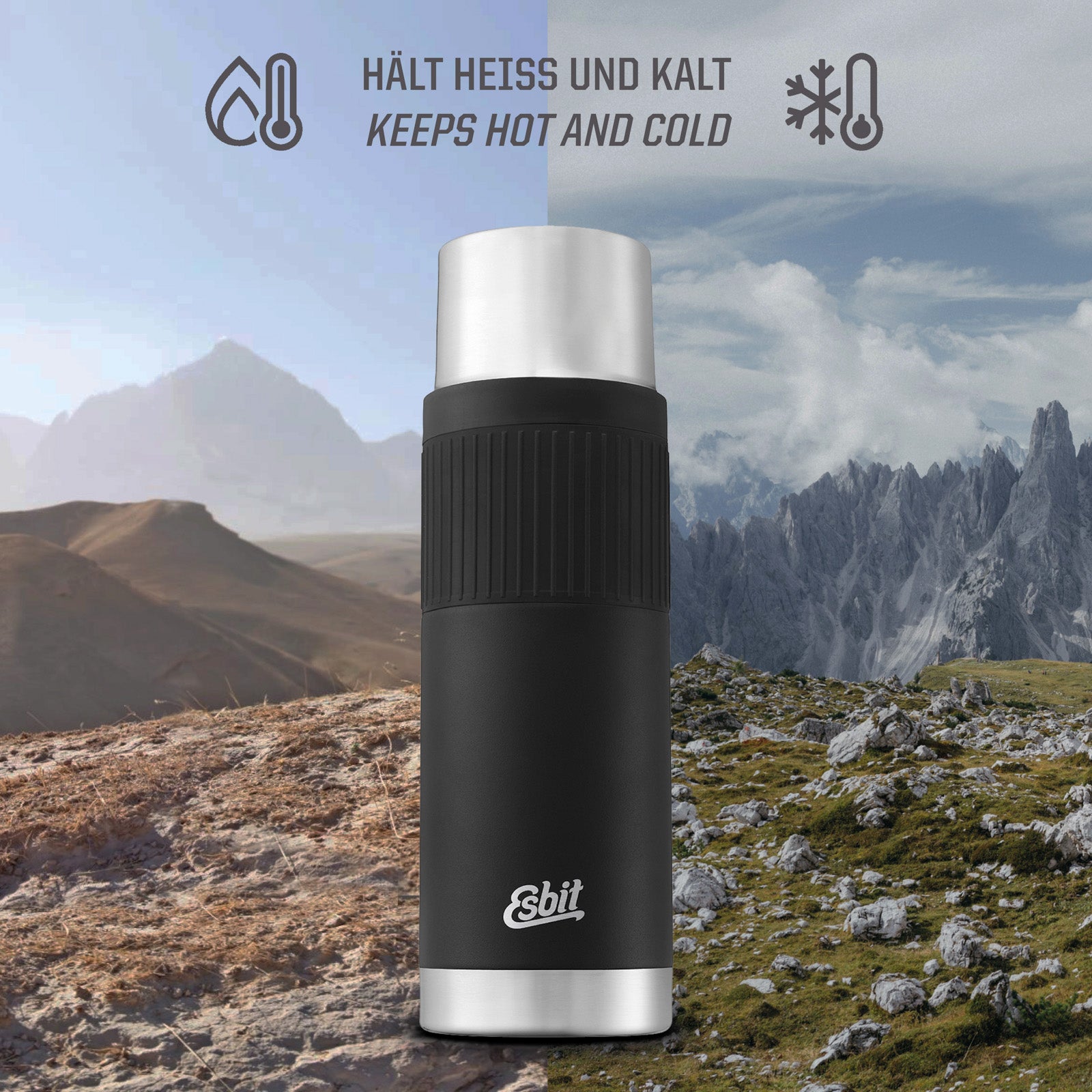 Bouteille isotherme ESBIT, pichet isotherme, bouteille thermos sous vide Sculptor, pichet, mug 1L