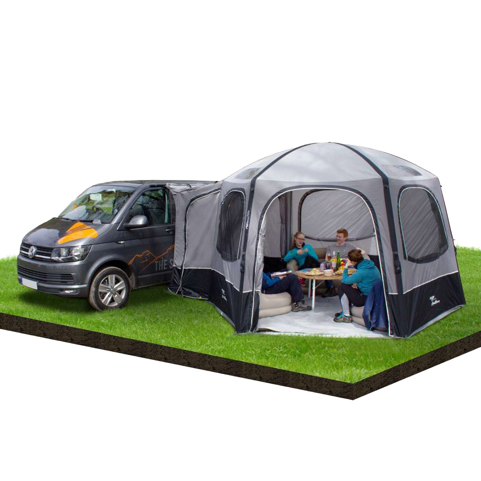 VANGO busvoortent Airhub Hexaway II Low Airbeam lucht tent voor busjes, SUV’s en VW’s – opblaasbaar