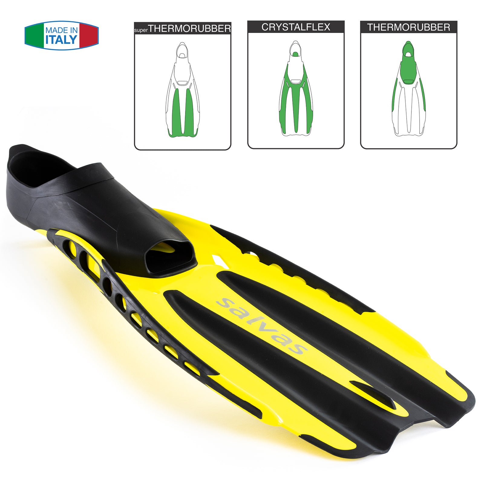 SALVAS Swimming Fins Advance Snorkel Diver Long Fin Adults 36-47