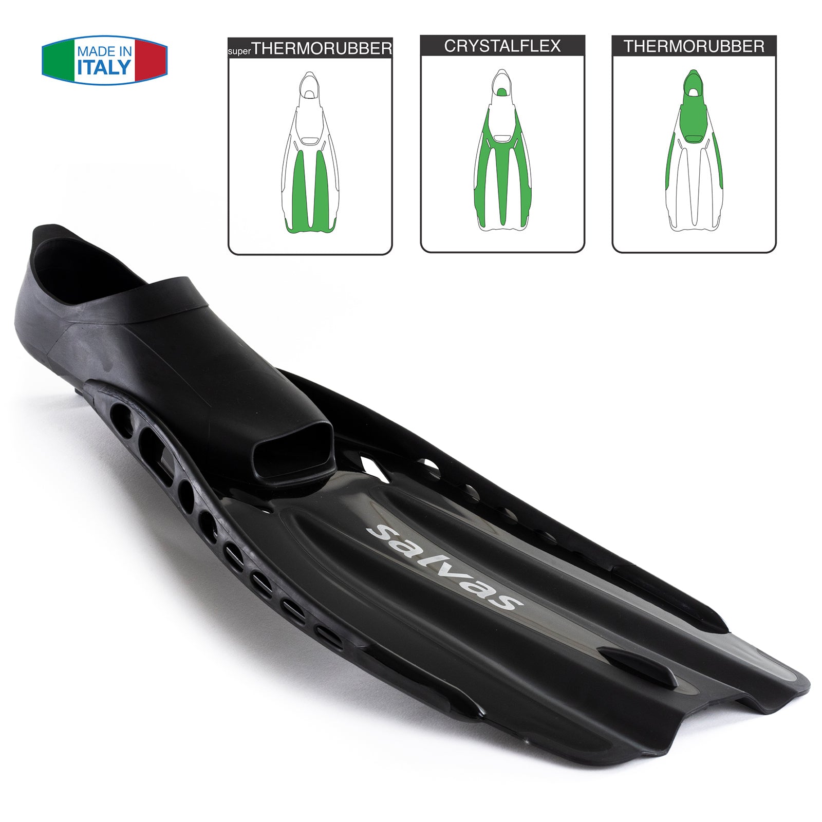 SALVAS Swimming Fins Advance Snorkel Diver Long Fin Adults 36-47